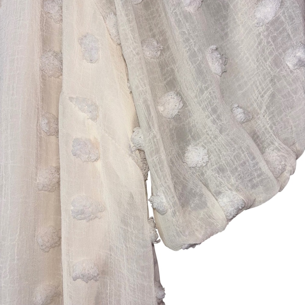 Böhme White Swiss Dot Mini Dress Square Neck Tiered Short Puff Sleeve Small - Picture 4 of 9